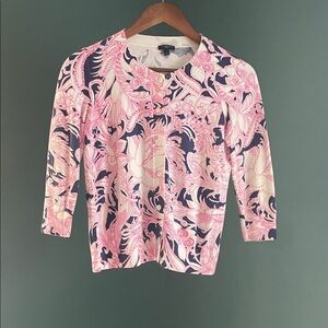 Talbots knitt Top in pink White and Blue